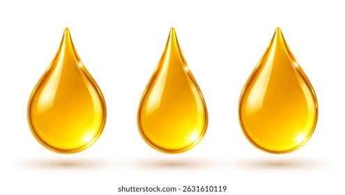 O óleo de ouro cai. Essência cosmética e cuidados com a pele. Ilustração vetorial.
