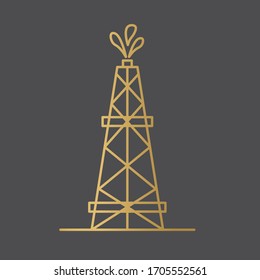 golden oil rig icon- vector illustration