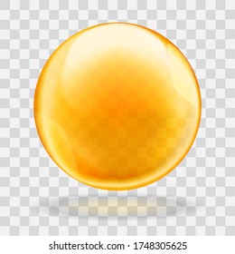 Golden oil translucent bubble or round drop with transparency