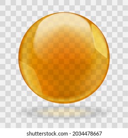 Golden oil translucent bubble or round drop with transparency