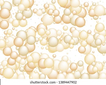 Golden oil vitamin D and E pill capsules background vector for medical or healthcare template design. Golden droplet of oil or collagen essence. Vitamin complex concept.