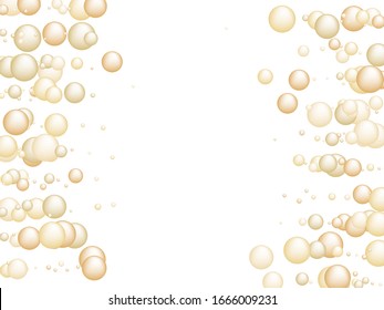 Golden oil vitamin D and E pill capsules background vector for medical or healthcare template design. Golden droplet of oil or collagen essence. Vitamin complex concept.