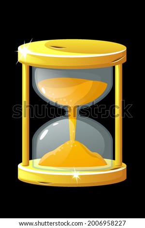 Golden old hourglass for measuring the time for game.