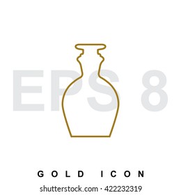 Golden Old retro bottle icon or logo