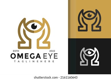 Golden Omega Eye Logo Design Vector Template