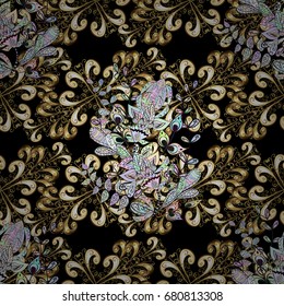 Golden on black background. celebration vector golden pattern with golden elements.