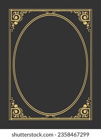 Golden on a gray background blank, template, decorative frame, diploma design, congratulations, photographs, menu title page for a cafe or restaurant and other purposes