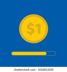 Golden one dollar coins progress loading bar