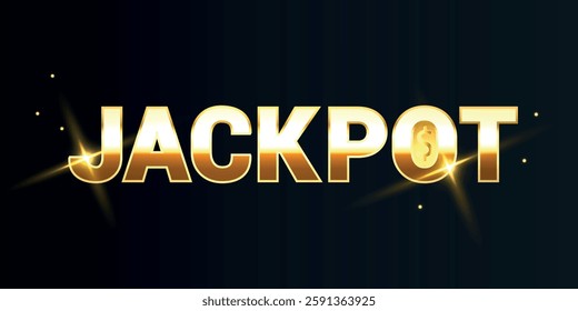 Golden online casino poster for VIP, winners. Glitter poker elements, coin, confetti for congratulations, gift. Luxury vip horizontal banner. Isolated vector illustration on black background.