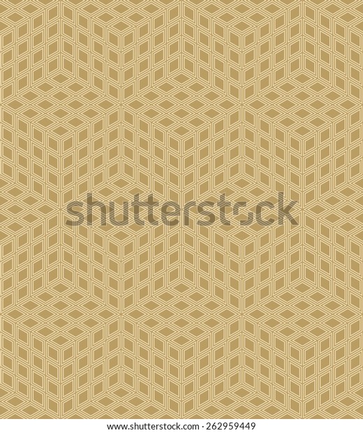 golden op\
art cube pattern. seamless vector\
background