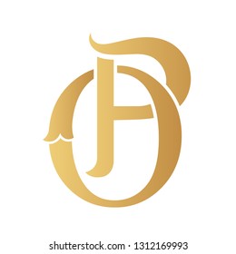 Golden OP monogram isolated in white.