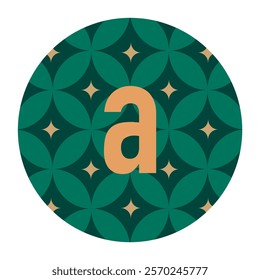 Golden Orange Letter a on Floral Green Pattern Background – Perfect for Branding and Decorative Designs