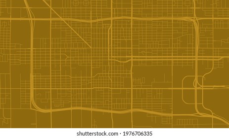 Golden orange Phoenix city area vector background map, streets and water cartography illustration. Widescreen proportion, digital flat design streetmap.