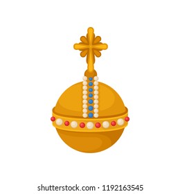 Golden orb heraldic symbol, monarchy attribute vector Illustration on a white background