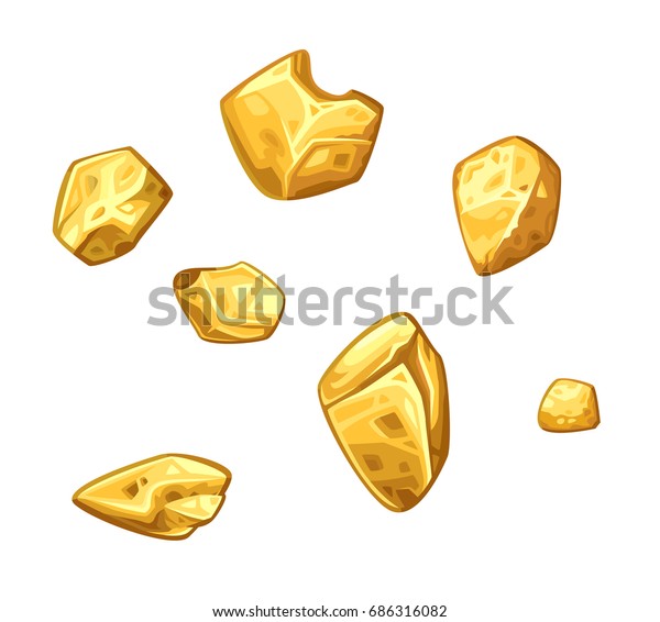 Golden Ore Set Vector Illustration Stock Vector (Royalty Free