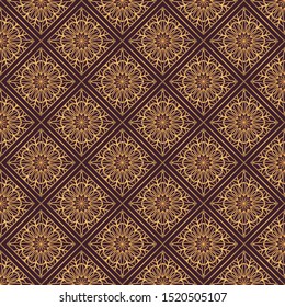 Golden oriental pattern design on dark background. Royal pattern design in vector