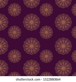 Golden oriental pattern design on dark background. Royal pattern design in vector