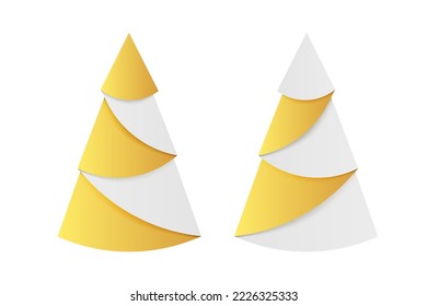 Golden origami Christmas tree made of gold foil.