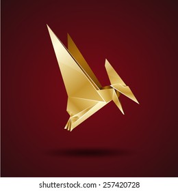 golden origami pterodactyl