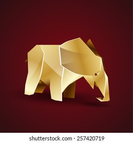 golden origami small baby elephant