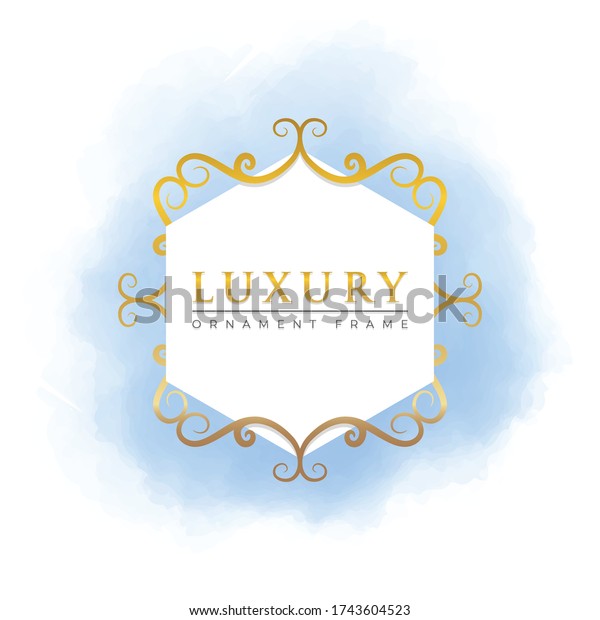 Golden ornament with basic shape in the\
watercolor backdrop