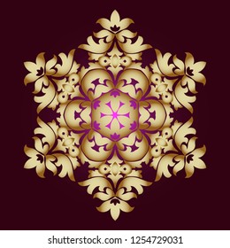 Golden ornament element in the form of a mandala. Ancient mandalas, elements of the mandala. Oriental pattern with mandala, vector illustration on dark background