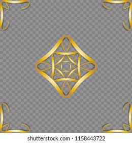 Golden ornament element. Vector Illustration.