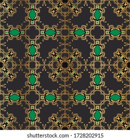 Golden ornament frame in Victorian style on a dark background. Element for design.