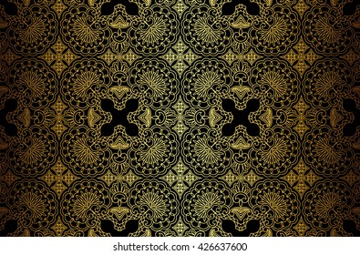 Golden ornament frame in Victorian style on a dark background. Element for design.