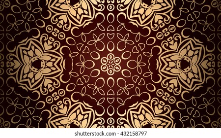 Golden ornament frame in Victorian style on a dark background. Element for design.