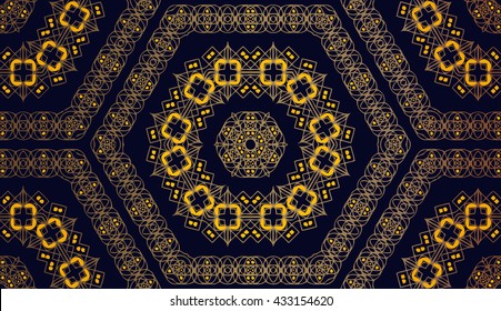 Golden ornament frame in Victorian style on a dark background. Element for design.
