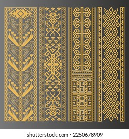 Golden ornament of the Kazakhs on a dark background