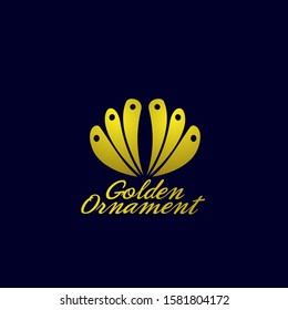 golden ornament logo icon with bird wings illustration for business and fashion company, vector illustration in eps10