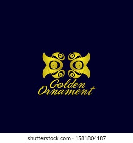 golden ornament logo icon with bird wings illustration for business and fashion company, vector illustration in eps10