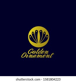 golden ornament logo icon with bird wings illustration for business and fashion company, vector illustration in eps10