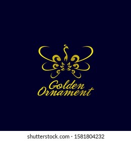 golden ornament logo icon with bird wings illustration for business and fashion company, vector illustration in eps10