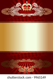 Golden Ornament On Red Background