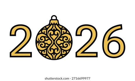 Un adorno dorado que reemplaza el cero en la celebración del año nuevo 2026