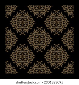 Golden Ornament Seamless Pattern Black Background
