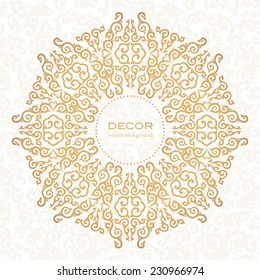 Golden ornament. White background. 