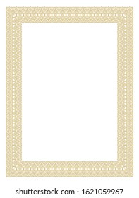 Golden ornamental decorative frame on  white background