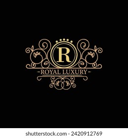 Vector de logotipo elegante ornamental dorado