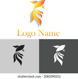 
golden ornamental fish modern logo