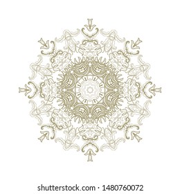 Golden ornamental floral rosette - mandala on white background