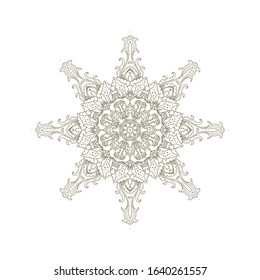 Golden ornamental floral rosette - mandala on white background
