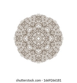 Golden ornamental floral rosette - mandala on white background