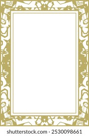 Golden ornamental frame A4 with vintage pattern. Version 5. Vector illustration