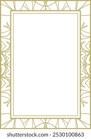 Golden ornamental frame A4 with vintage pattern. Version 2. Vector illustration