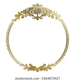 golden ornamental frame  with tree