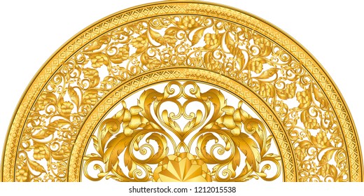 meio segmento ornamental dourado em branco